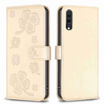 Custodia per telefono in pelle goffrata a quattro foglie, For Samsung Galaxy A51 4G, For Samsung Galaxy A70, For Samsung Galaxy A40, For Samsung Galaxy A20 / A30
