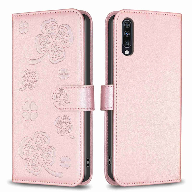 Custodia per telefono in pelle goffrata a quattro foglie, For Samsung Galaxy A51 4G, For Samsung Galaxy A70, For Samsung Galaxy A40, For Samsung Galaxy A20 / A30