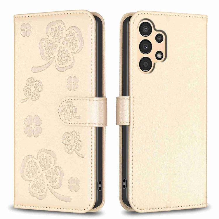 Custodia per telefono in pelle goffrata a quattro foglie, For Samsung Galaxy A13 / A04 4G, For Samsung Galaxy S20 FE, For Samsung Galaxy A73 5G, For Samsung Galaxy A33