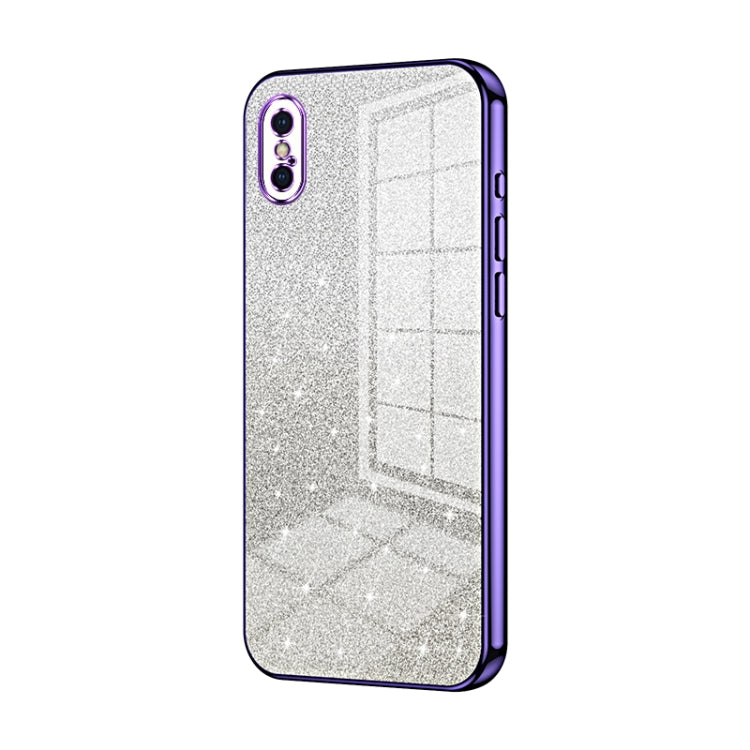 Custodia per telefono elettrolitica in polvere glitterata sfumata, For iPhone X / XS, For iPhone XR, For iPhone XS Max