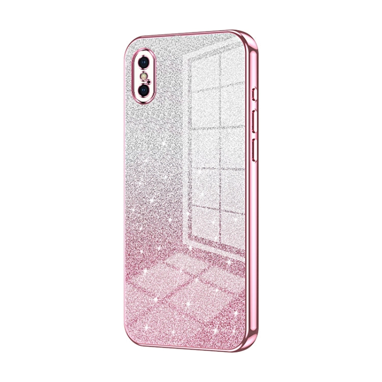 Custodia per telefono elettrolitica in polvere glitterata sfumata, For iPhone X / XS, For iPhone XR, For iPhone XS Max