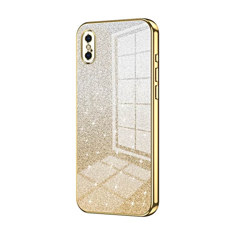 Custodia per telefono elettrolitica in polvere glitterata sfumata, For iPhone X / XS, For iPhone XR, For iPhone XS Max