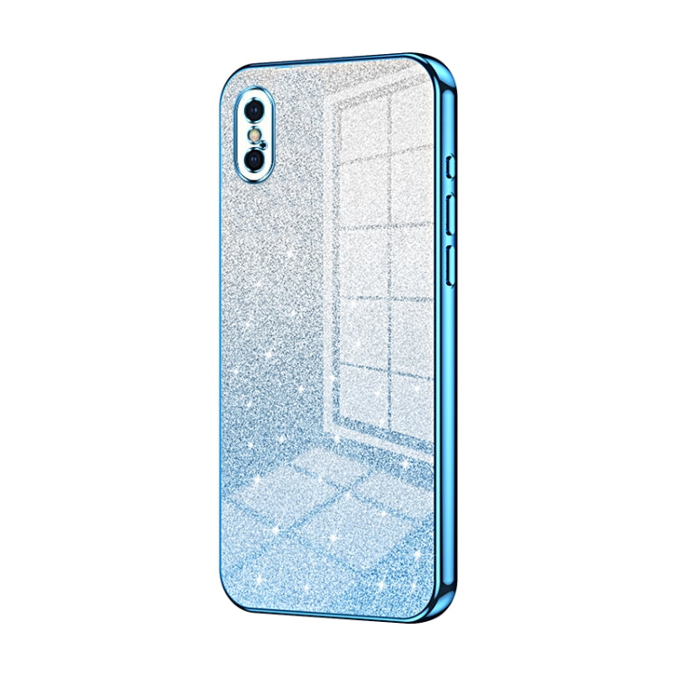 Custodia per telefono elettrolitica in polvere glitterata sfumata, For iPhone X / XS, For iPhone XR, For iPhone XS Max