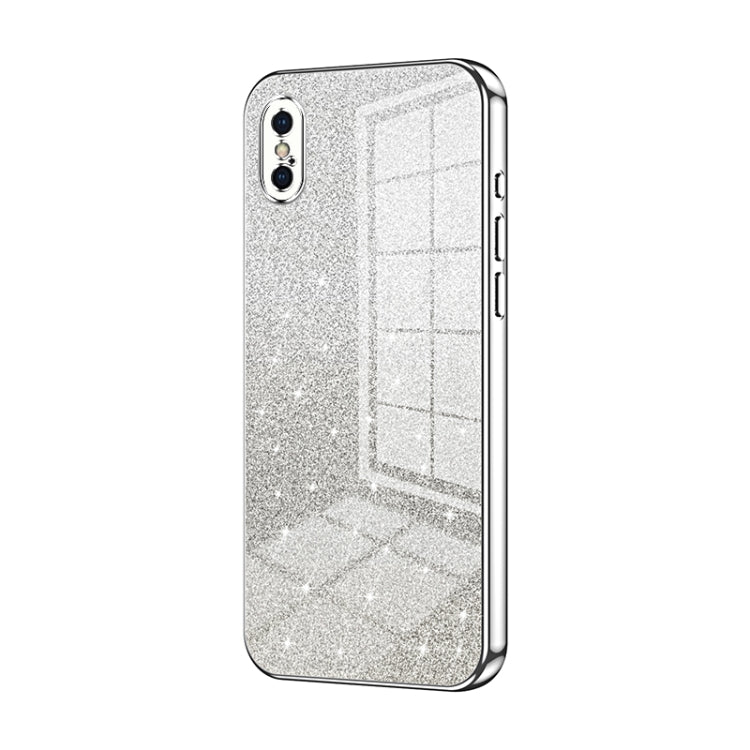 Custodia per telefono elettrolitica in polvere glitterata sfumata, For iPhone X / XS, For iPhone XR, For iPhone XS Max