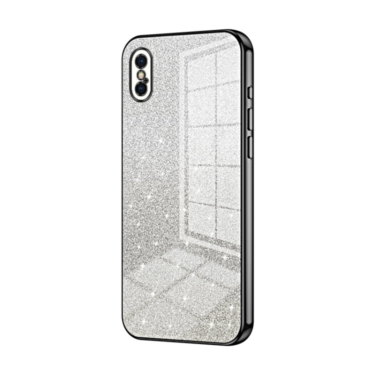 Custodia per telefono elettrolitica in polvere glitterata sfumata, For iPhone X / XS, For iPhone XR, For iPhone XS Max
