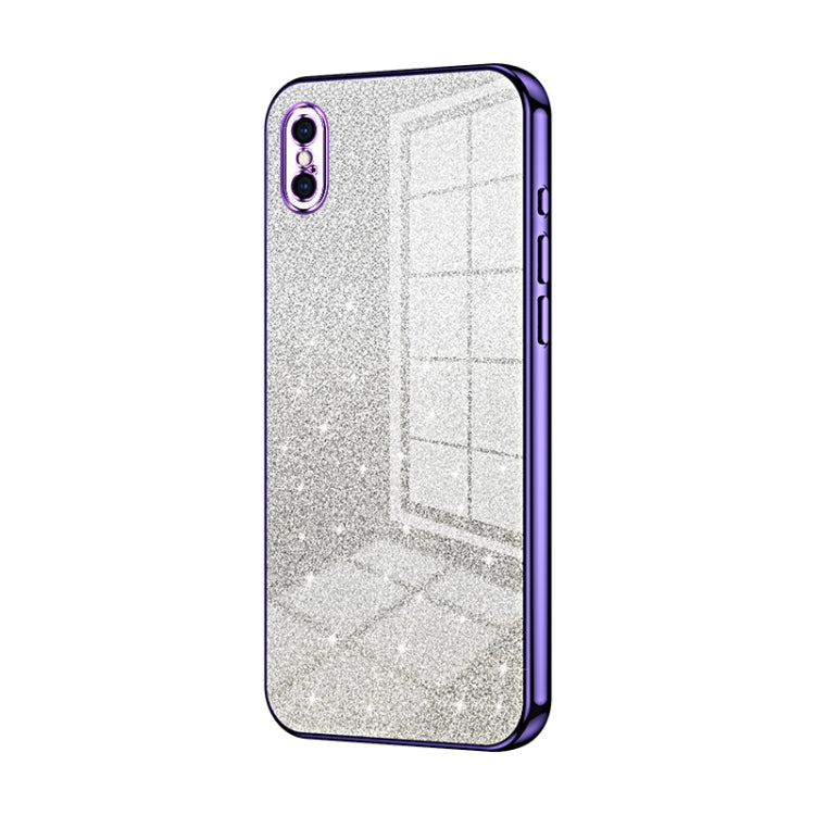 Custodia per telefono elettrolitica in polvere glitterata sfumata, For iPhone X / XS, For iPhone XR, For iPhone XS Max