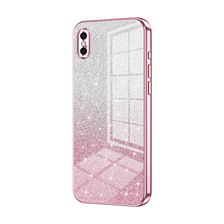 Custodia per telefono elettrolitica in polvere glitterata sfumata, For iPhone X / XS, For iPhone XR, For iPhone XS Max