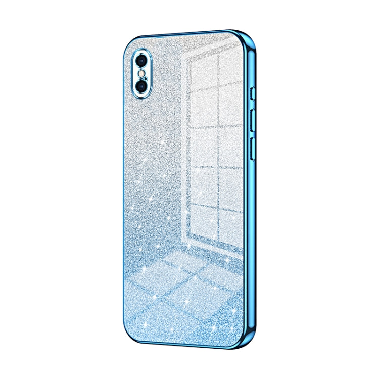 Custodia per telefono elettrolitica in polvere glitterata sfumata, For iPhone X / XS, For iPhone XR, For iPhone XS Max