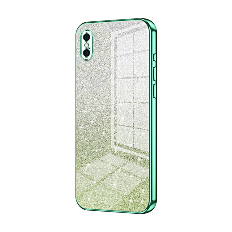 Custodia per telefono elettrolitica in polvere glitterata sfumata, For iPhone X / XS, For iPhone XR, For iPhone XS Max