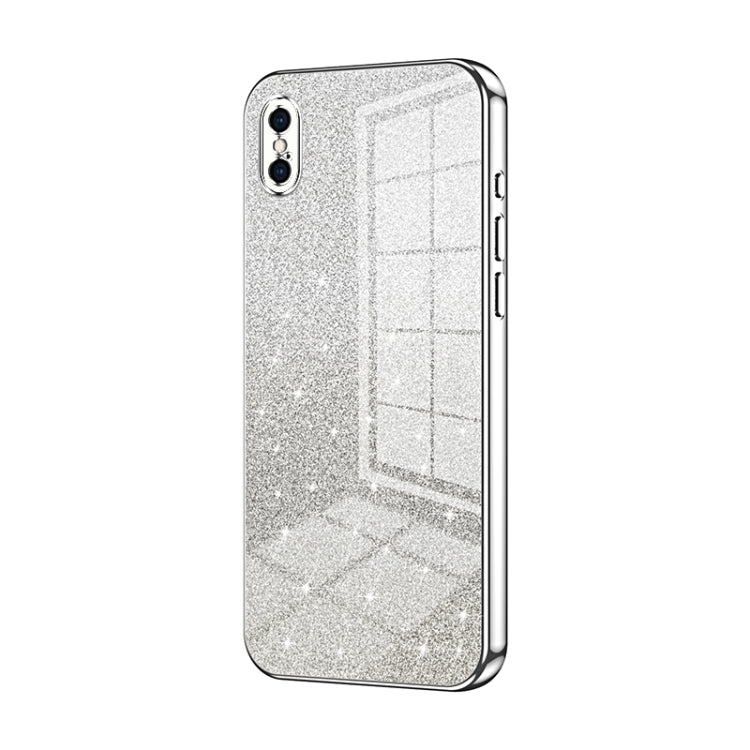 Custodia per telefono elettrolitica in polvere glitterata sfumata, For iPhone X / XS, For iPhone XR, For iPhone XS Max