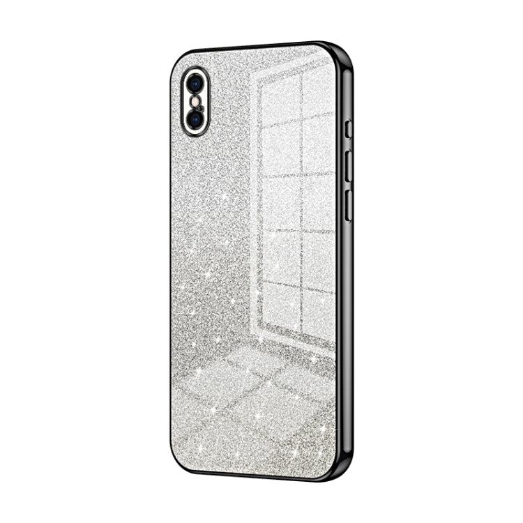 Custodia per telefono elettrolitica in polvere glitterata sfumata, For iPhone X / XS, For iPhone XR, For iPhone XS Max