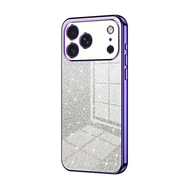 Custodia per telefono elettrolitica in polvere glitterata sfumata, For iPhone 17e / 16e, For iPhone 17 Pro Max, For iPhone 17 Pro