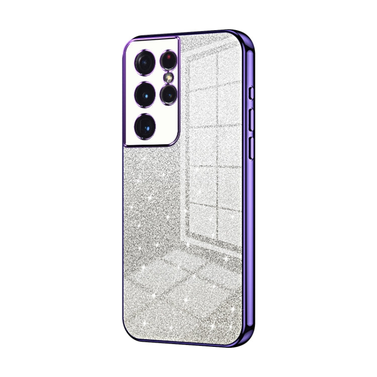Custodia per telefono elettrolitica in polvere glitterata sfumata, For Samsung Galaxy S21 Ultra 5G