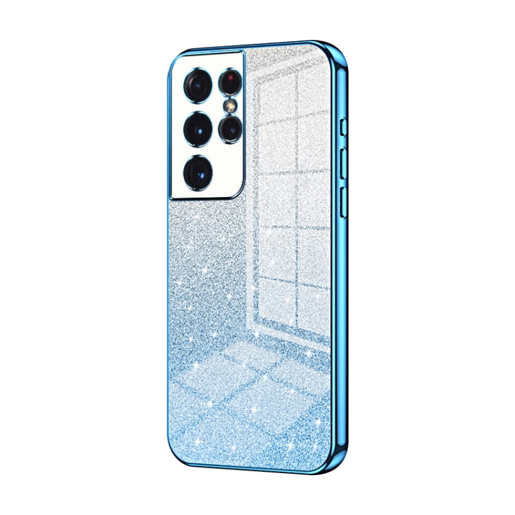 Custodia per telefono elettrolitica in polvere glitterata sfumata, For Samsung Galaxy S21 Ultra 5G
