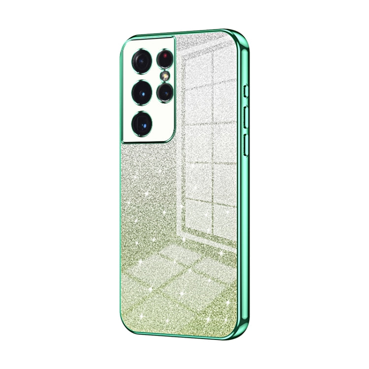 Custodia per telefono elettrolitica in polvere glitterata sfumata, For Samsung Galaxy S21 Ultra 5G