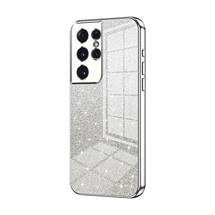 Custodia per telefono elettrolitica in polvere glitterata sfumata, For Samsung Galaxy S21 Ultra 5G