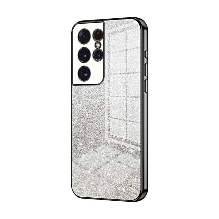 Custodia per telefono elettrolitica in polvere glitterata sfumata, For Samsung Galaxy S21 Ultra 5G