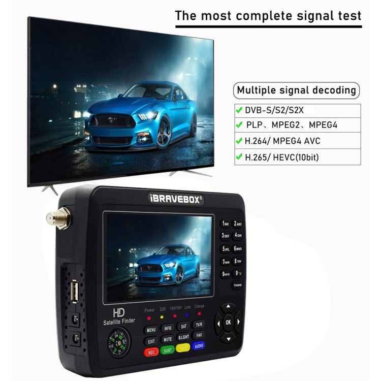iBRAVEBOX V10 Finder Max+ Rilevatore segnali satellitari 4,3"