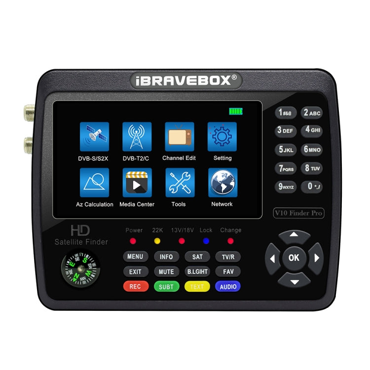 iBRAVEBOX V10 Finder Pro Display da 4,3 pollici Rilevatore di segnali satellitari digitali, supporto DVB-S/S2/S2X/T/T2/C, EU Plug, US Plug, UK Plug, AU Plug