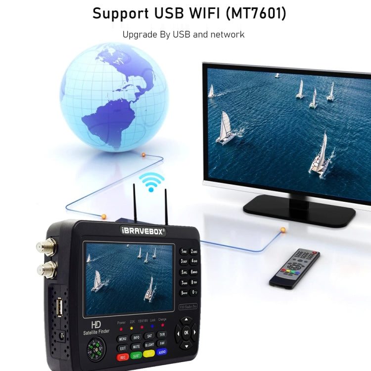 iBRAVEBOX V10 Finder Pro Display 4,3" Rilevatore Segnali Satellit