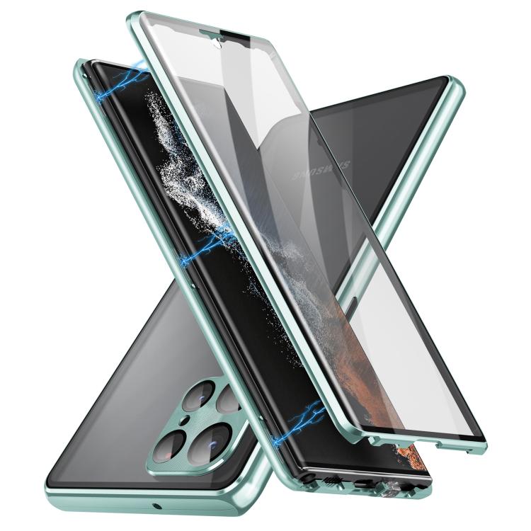 Custodia per telefono in vetro temperato magnetico in metallo HD a copertura totale, For Samsung Galaxy S25 Ultra 5G, For Samsung Galaxy S24 Ultra 5G, For Samsung Galaxy S24+ 5G, For Samsung Galaxy S24 5G