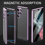 Custodia per telefono in vetro temperato magnetico in metallo HD a copertura totale, For Samsung Galaxy S25 Ultra 5G, For Samsung Galaxy S24 Ultra 5G, For Samsung Galaxy S24+ 5G, For Samsung Galaxy S24 5G