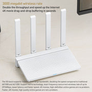 Il router CPU dual-band da 1,3 GHz originale Xiaomi AX3000T da 2,4 GHz/5 GHz supporta la connessione NFC, presa americana, AX3000T
