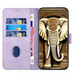 YX0060 Custodia in pelle per telefono con testa di elefante in rilievo con cordino, For iPhone 15 Pro Max, For iPhone 15 Pro, For iPhone 15 Plus