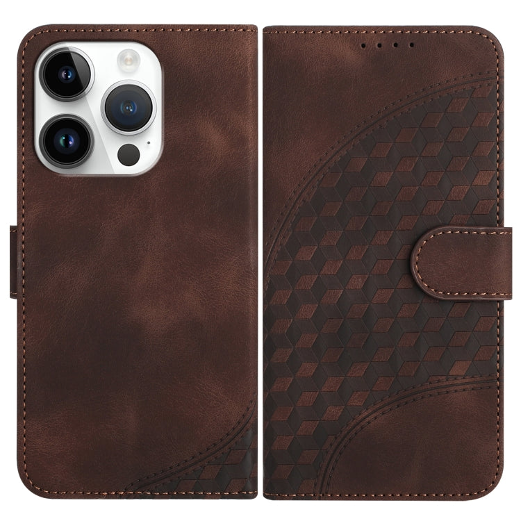 YX0060 Custodia in pelle per telefono con testa di elefante in rilievo con cordino, For iPhone 15 Pro Max, For iPhone 15 Pro, For iPhone 15 Plus