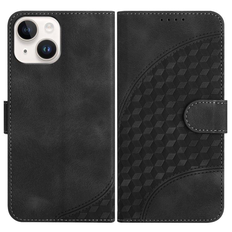 YX0060 Custodia in pelle per telefono con testa di elefante in rilievo con cordino, For iPhone 15, For iPhone 14 Plus, For iPhone 14