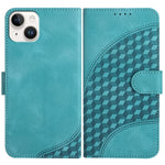 YX0060 Custodia in pelle per telefono con testa di elefante in rilievo con cordino, For iPhone 15, For iPhone 14 Plus, For iPhone 14