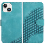 YX0060 Custodia in pelle per telefono con testa di elefante in rilievo con cordino, For iPhone 15, For iPhone 14 Plus, For iPhone 14