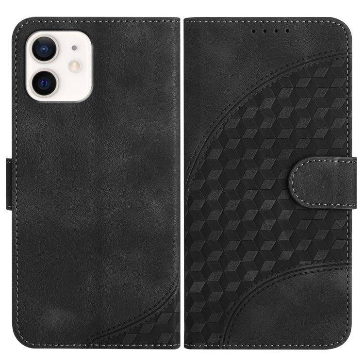 YX0060 Custodia in pelle per telefono con testa di elefante in rilievo con cordino, For iPhone 13 mini, For iPhone 12/12 Pro, For iPhone 12 Pro Max