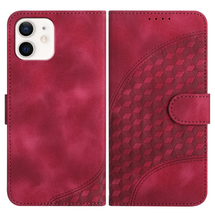 YX0060 Custodia in pelle per telefono con testa di elefante in rilievo con cordino, For iPhone 13 mini, For iPhone 12/12 Pro, For iPhone 12 Pro Max
