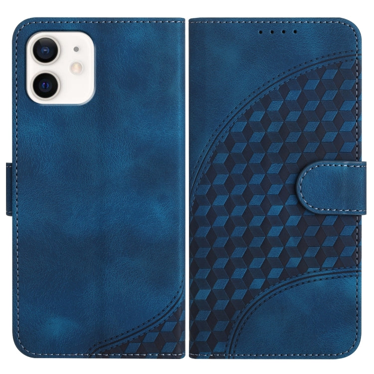 YX0060 Custodia in pelle per telefono con testa di elefante in rilievo con cordino, For iPhone 13 mini, For iPhone 12/12 Pro, For iPhone 12 Pro Max