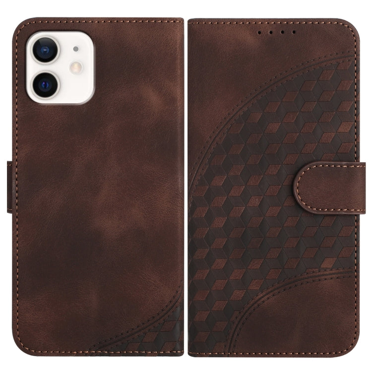 YX0060 Custodia in pelle per telefono con testa di elefante in rilievo con cordino, For iPhone 13 mini, For iPhone 12/12 Pro, For iPhone 12 Pro Max
