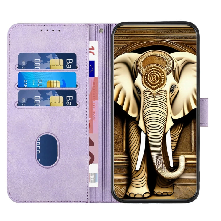 YX0060 Custodia in pelle per telefono con testa di elefante in rilievo con cordino, For iPhone 16 Pro, For iPhone 16 Plus, For iPhone 16