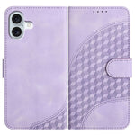 YX0060 Custodia in pelle per telefono con testa di elefante in rilievo con cordino, For iPhone 16 Pro, For iPhone 16 Plus, For iPhone 16