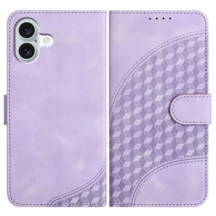 YX0060 Custodia in pelle per telefono con testa di elefante in rilievo con cordino, For iPhone 16 Pro, For iPhone 16 Plus, For iPhone 16