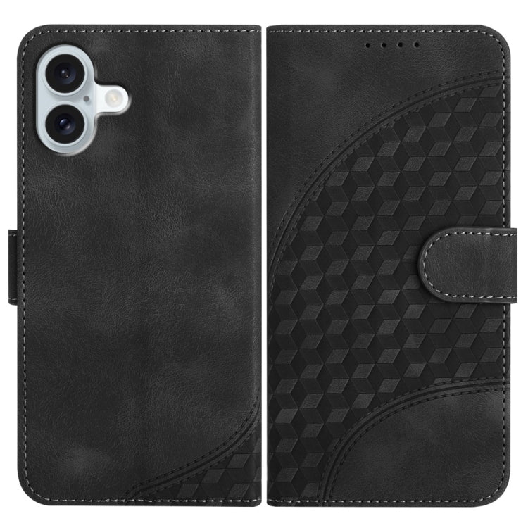 YX0060 Custodia in pelle per telefono con testa di elefante in rilievo con cordino, For iPhone 16 Pro, For iPhone 16 Plus, For iPhone 16