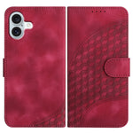 YX0060 Custodia in pelle per telefono con testa di elefante in rilievo con cordino, For iPhone 16 Pro, For iPhone 16 Plus, For iPhone 16