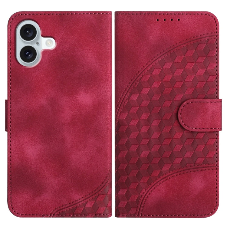 YX0060 Custodia in pelle per telefono con testa di elefante in rilievo con cordino, For iPhone 16 Pro, For iPhone 16 Plus, For iPhone 16