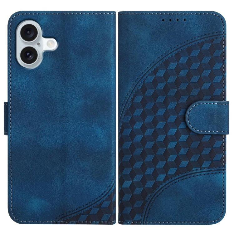 YX0060 Custodia in pelle per telefono con testa di elefante in rilievo con cordino, For iPhone 16 Pro, For iPhone 16 Plus, For iPhone 16