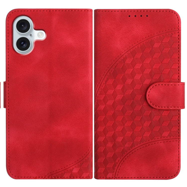 YX0060 Custodia in pelle per telefono con testa di elefante in rilievo con cordino, For iPhone 16 Pro, For iPhone 16 Plus, For iPhone 16