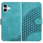 YX0060 Custodia in pelle per telefono con testa di elefante in rilievo con cordino, For iPhone 16 Pro, For iPhone 16 Plus, For iPhone 16