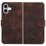 YX0060 Custodia in pelle per telefono con testa di elefante in rilievo con cordino, For iPhone 16 Pro, For iPhone 16 Plus, For iPhone 16