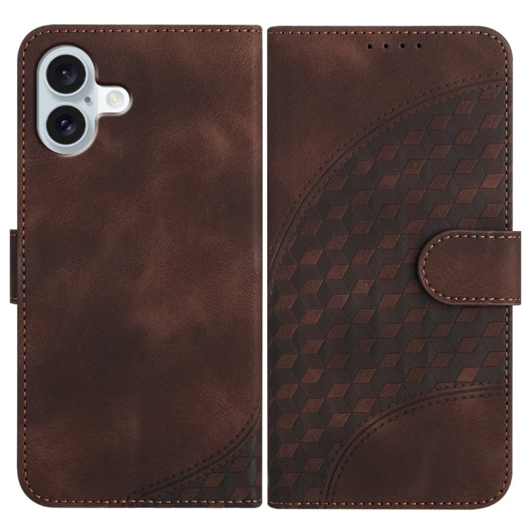 YX0060 Custodia in pelle per telefono con testa di elefante in rilievo con cordino, For iPhone 16 Pro, For iPhone 16 Plus, For iPhone 16