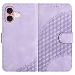 YX0060 Custodia in pelle per telefono con testa di elefante in rilievo con cordino, For iPhone 16 Pro, For iPhone 16 Plus, For iPhone 16