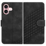 YX0060 Custodia in pelle per telefono con testa di elefante in rilievo con cordino, For iPhone 16 Pro, For iPhone 16 Plus, For iPhone 16