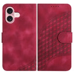 YX0060 Custodia in pelle per telefono con testa di elefante in rilievo con cordino, For iPhone 16 Pro, For iPhone 16 Plus, For iPhone 16